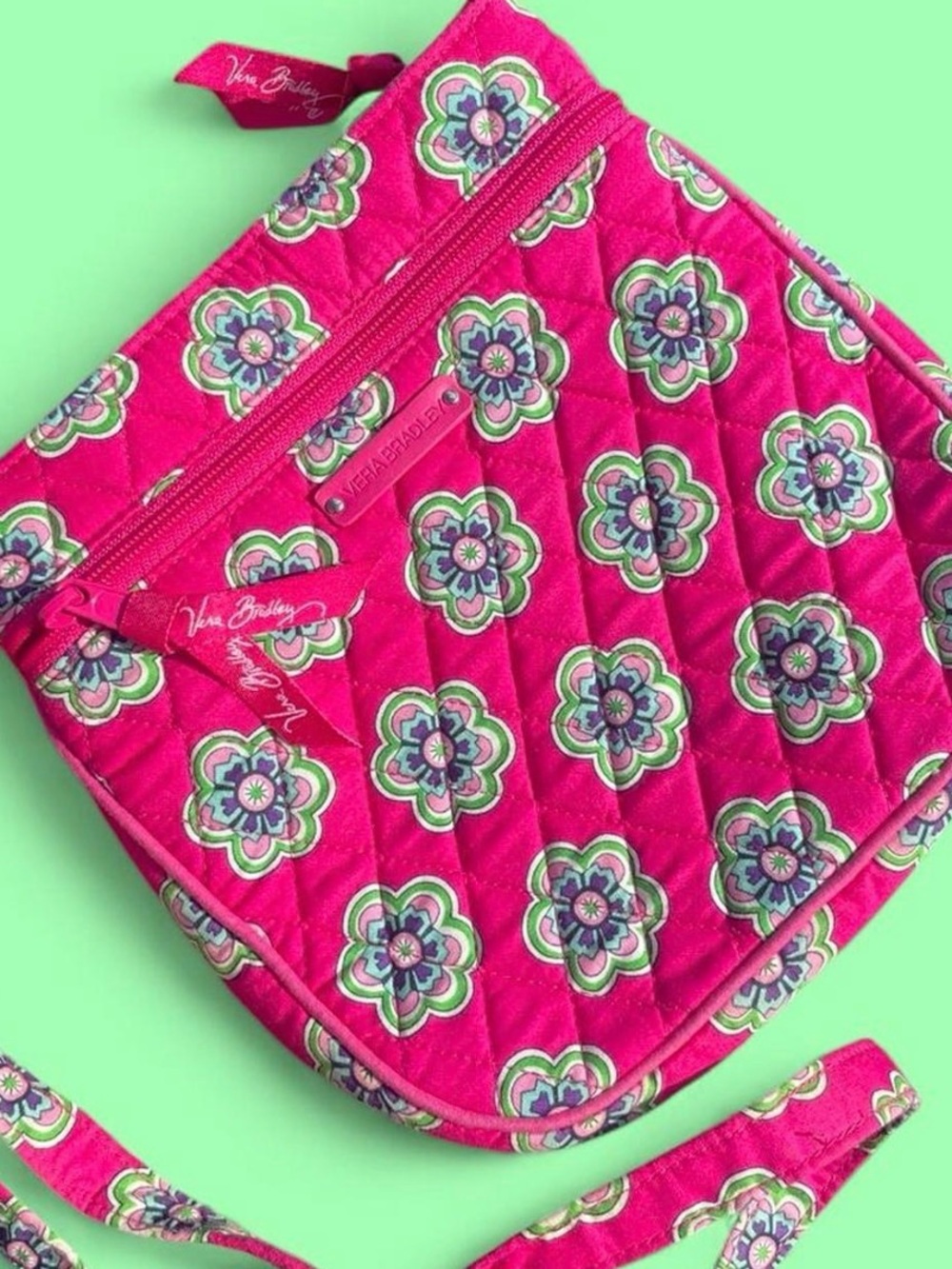 Vera Bradley Pink Swirls and Flowers Quilted Floral hipster Crossbody